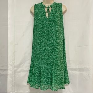 Mango Pleated Green Tiny Floral Dress